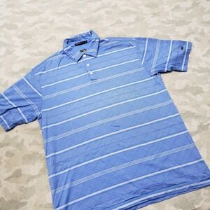 Tiger Woods Polo Shirt Men's XL Blue Golf Striped Short Sleeve Casual Golf